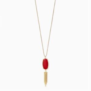 Kendra Scott Rayne Gold Long Pendant Tassel Necklace Red